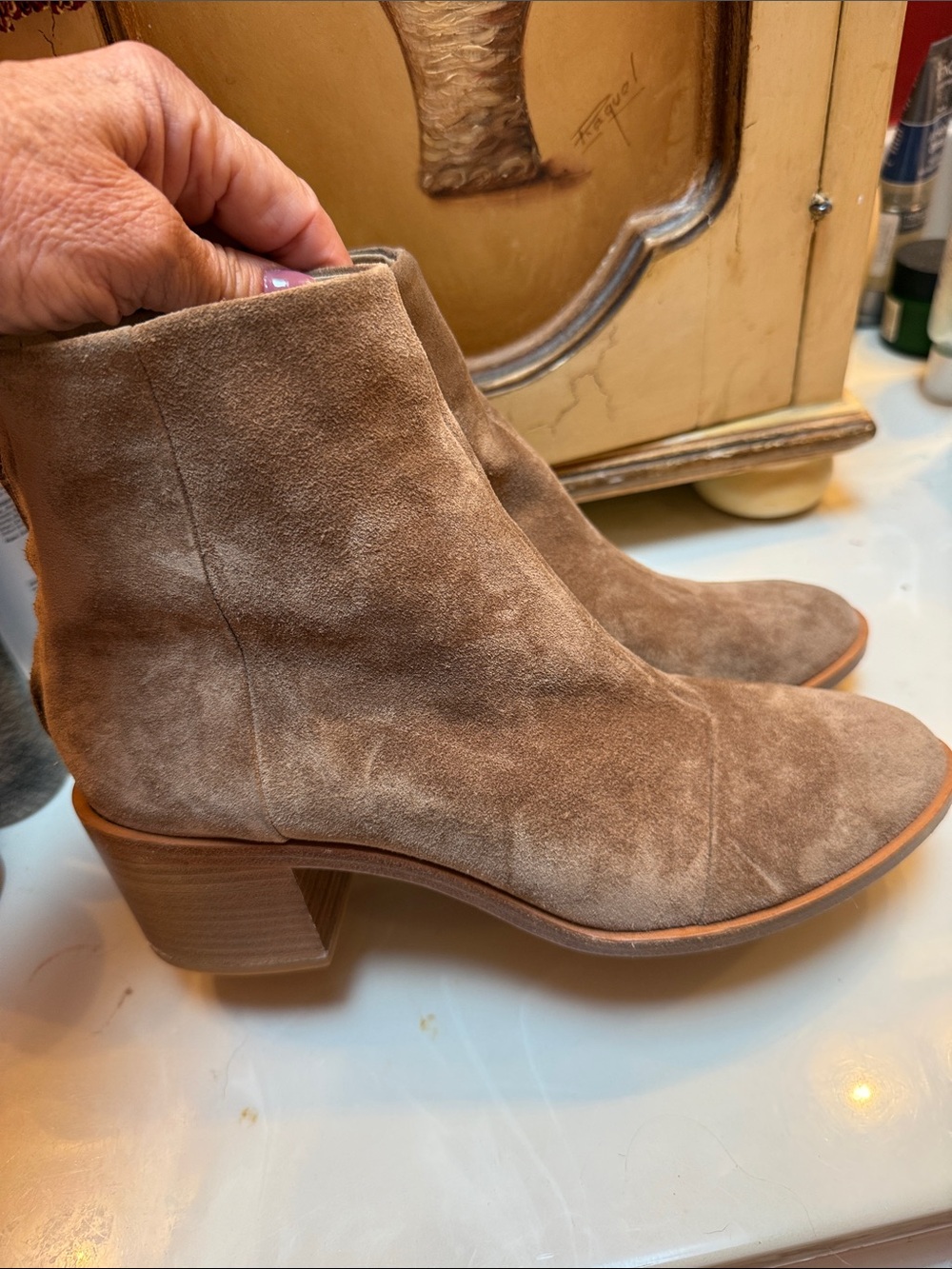 rag & bone Suede Ankle Booties - Taupe size 39.5 us 9